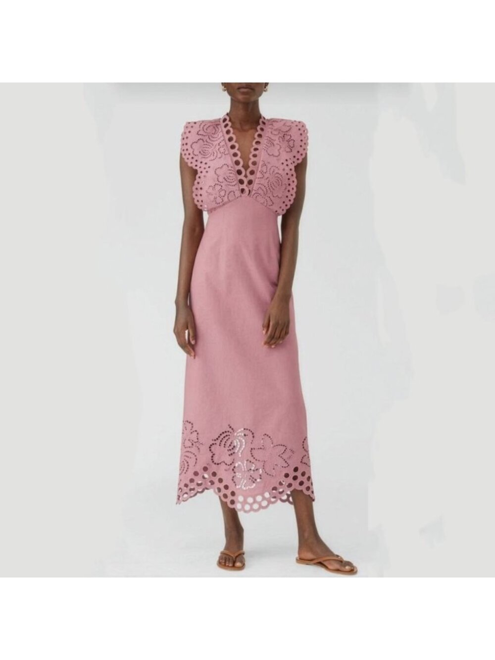 Rebecca Taylor Ariana Eyelet Lace Dress Rose Pink Size 10 (Fits Medium) NWT